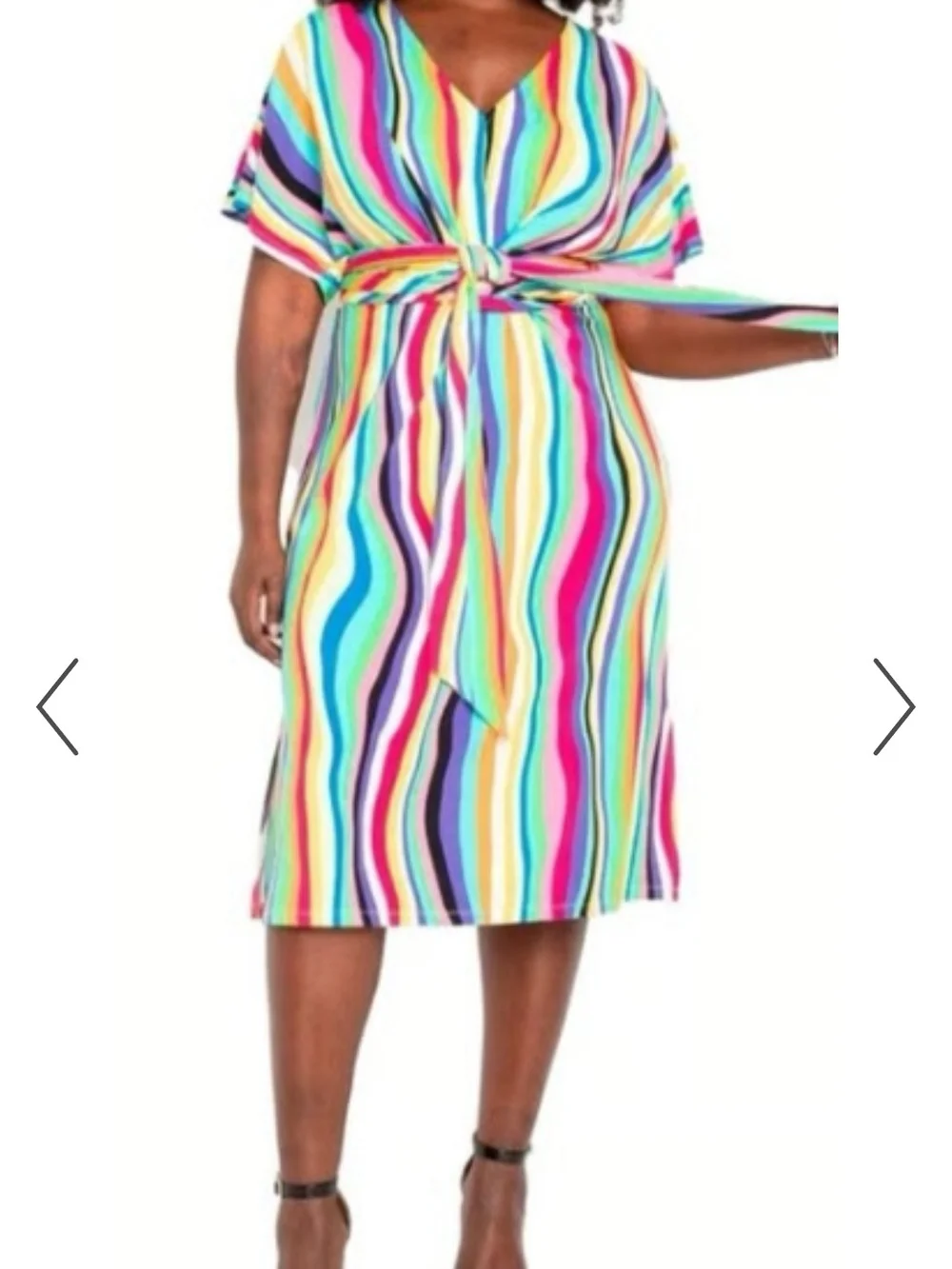 Eloquii Bright Multicolor Striped Midi Dress Size 16 NWOT
